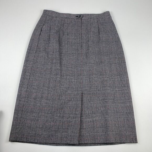 La Suit Petite Skirt Set Womens Sz 12 Black Red Plaid Wool Blend 80s VTG 2pc - Picture 10 of 15